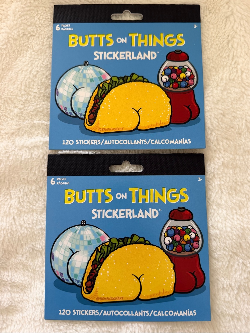 New 2 Pack Butts On Things Stickerland Sticker Pads - Brian Cook Art